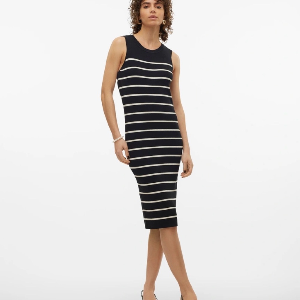 Vero Moda Black and White Striped Dress NEW
